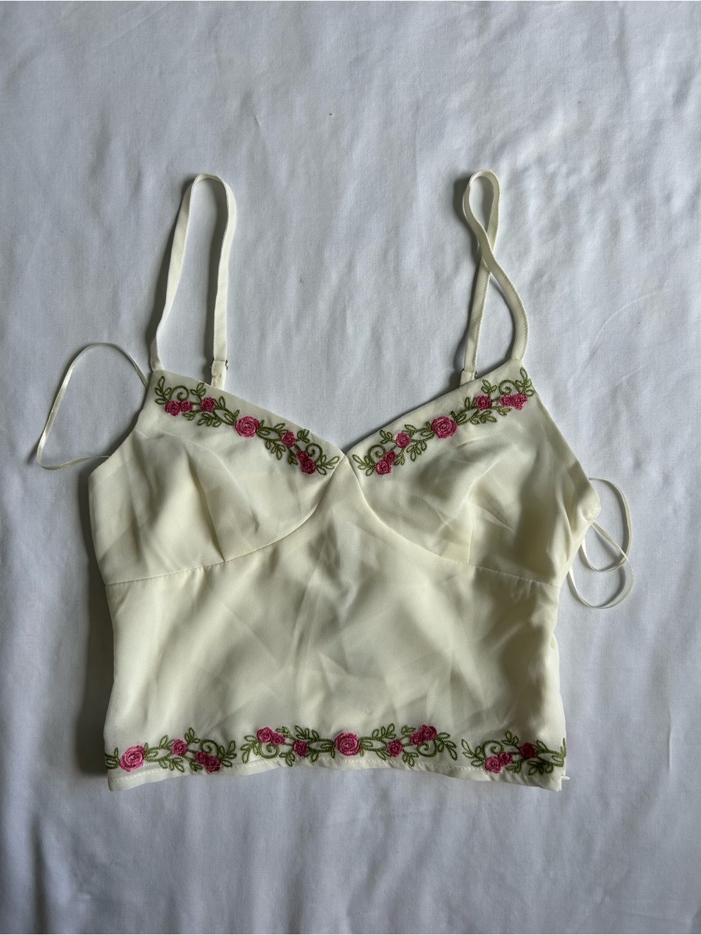 Le Lis white floral embroidered cami crop top
